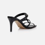 Black Kid Leather Sandal - Back View