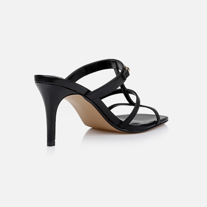 Black Kid Leather Sandal - Back View