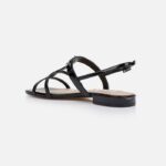 Black Patent Kid Leather Flat Sandal - Back View
