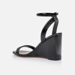 Black Patent Pu Wedge Sandal - Back View
