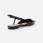 Black Patent Kid Leather Slingback Flat - Back View