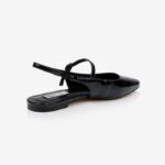 Black Soft Leather Flat Slingback - Back View