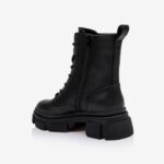 Black Synthetic Leather Ankle Boots - Back View