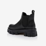 Black Synthetic Leather High Ankle Boot - Back View