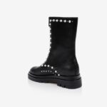 Black Synthetic Leather High Ankle Boot - Back View