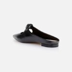 Black Wrinkle Patent Kid Leather Flat - Back View