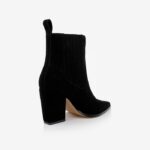 Black leather black ankle boot - Back View