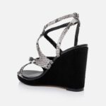 Black&White Snake Kid Leather Platform Sandal - Back View