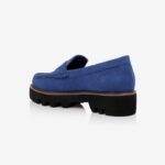 Blue Cow Suede Loafer - Back View