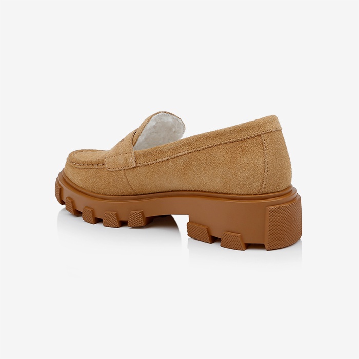 Brown Cow Suede Loafer - Back View