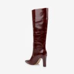 Burgundy leather thigh boot - Back View