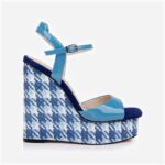 Cendre Blue Patent Leather Wedge Sandal - Close-up View