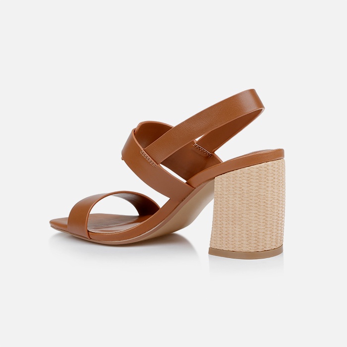 Cognac Cow Leather Sandal - Back View