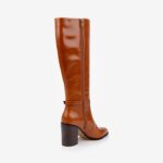 Cognac brown block heel knee boot - Back View