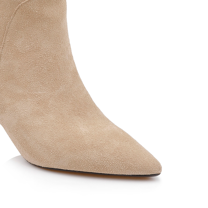 Cream Leahter Long Boot - Back View