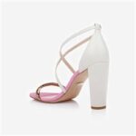 Cream & Rose Gold Kid Leather High Heel Sandal - Back View