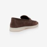 Dark Brown Kid Suede Loafer - Back View