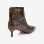 Dark brown croc leather ankle boot - Back View