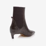 Dark brown leather ankle boot with elastic shaft - Back View
