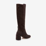 Dark brown block heel knee boot - Back View