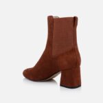 Downtown Brown Kid Suede Ankle Boot - Back View