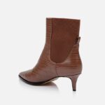 Downtown Chocolate Croc Leather Boot - Back View