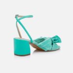 Green Ruched Fabric Heel Sandal - Back View