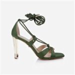 Ivy Fabric & Kid Leather Electronic Heel Sandal - Back View