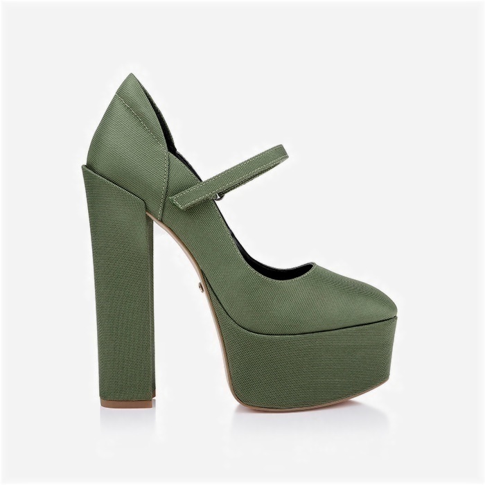 Ivy Fabric Block Heel Pump - Back View