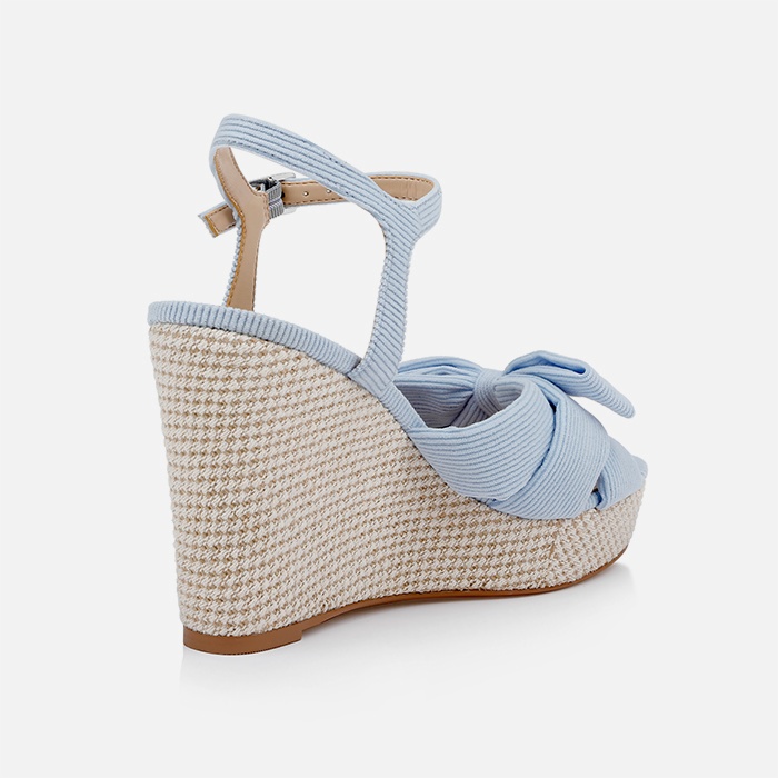 Light Blue Corduroy Fabric Sandal - Back View