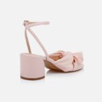 Light Pink Ruched Fabric Heel Sandal - Back View