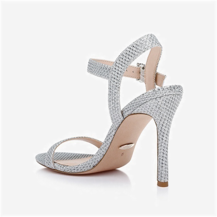 Silver Glitter High Heel Sandal - Back View