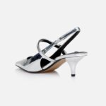 Silver Specchio Synthetic Sandal - Back View