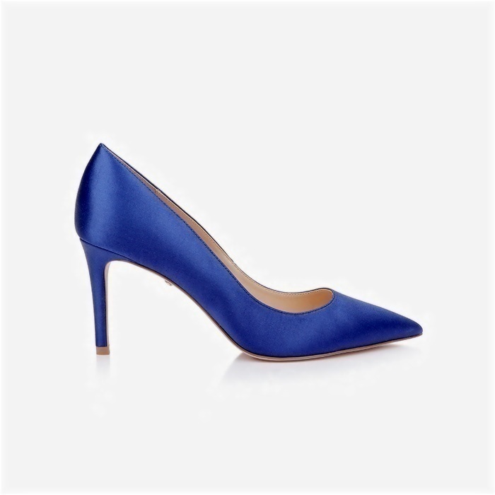 Sodalite Blue Lux Satin Stiletto Evening Pump - Back View
