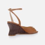 Tan Kid Leather Wedge Sandal - Back View