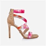 Tie Dye Elastic & Cork Stiletto Sandal - Back View