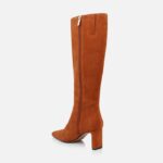 Umber Cow Suede Long Boot - Back View