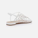 White Leather Flat Sandal - Back View