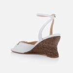 White Lizard Kid Leather Wedge Sansal - Back View