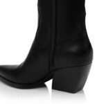 Black Cow Leather Knee Boot - Detail View