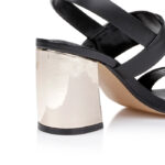 Black Cow Leather Sandal - Detail View