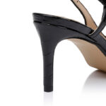 Black Croc Leather Slingback - Detail View