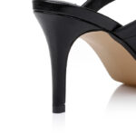 Black Kid Leather Sandal - Detail View