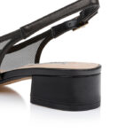 Black Mesh & Kid Leather Sandal - Detail View