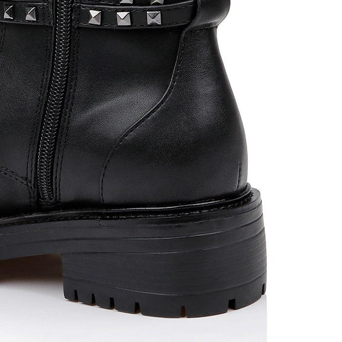Black Synthetic Leather Ankle Boots - Detail View