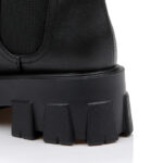 Black Synthetic Leather High Ankle Boot - Detail View