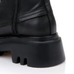 Black Synthetic Leather High Ankle Boots - Detail View