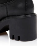 Black Synthetic Leather High Ankle Boot - Detail View