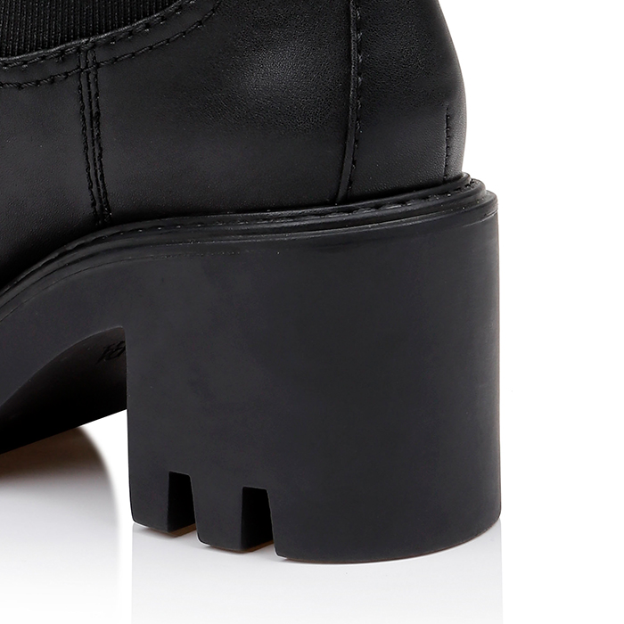 Black Synthetic Leather High Ankle Boot - Detail View