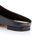 Black Wrinkle Patent Kid Leather Flat - Detail View
